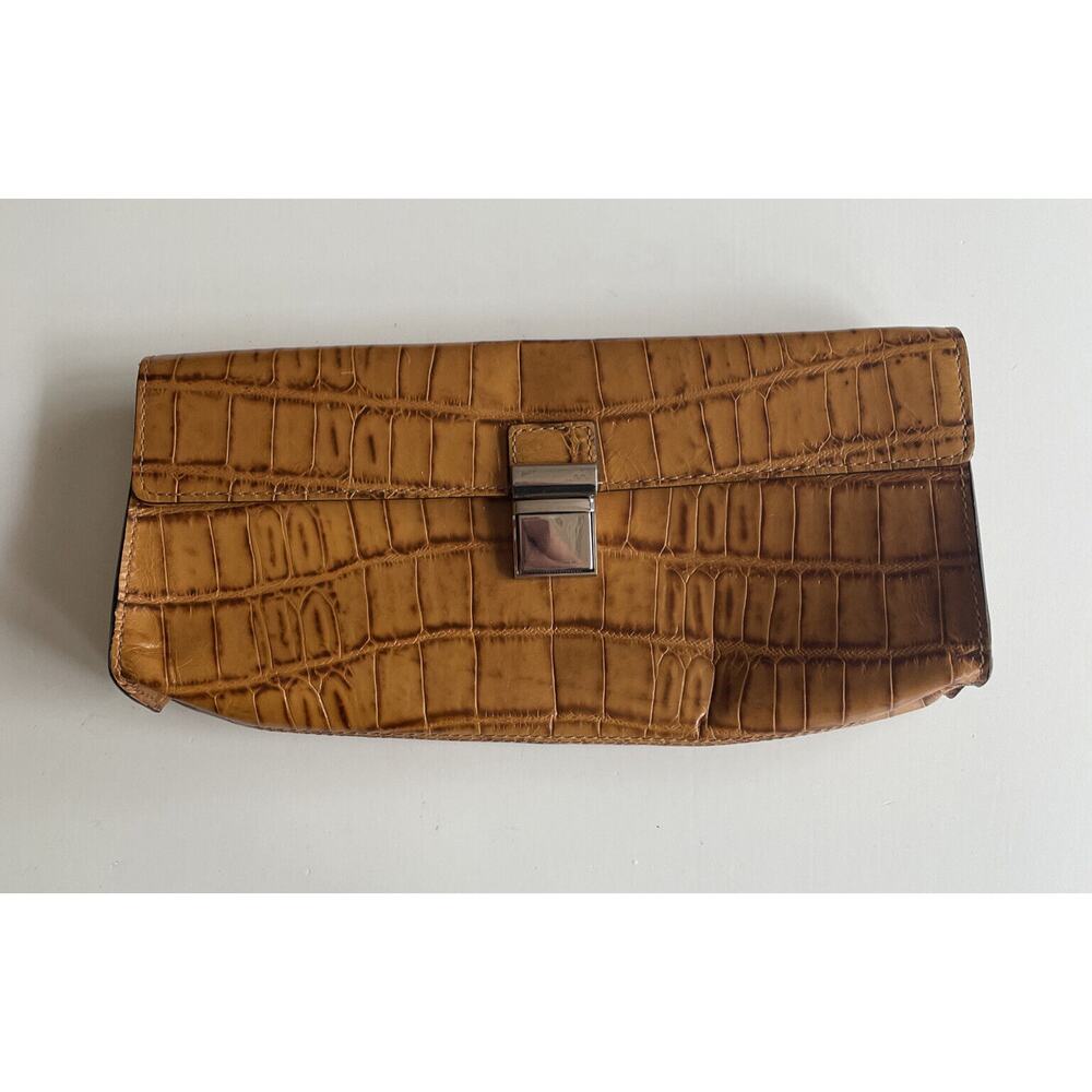 Adrienne Vittadini Croc/Alligator‎ embossed, Leather Clutch / Purse